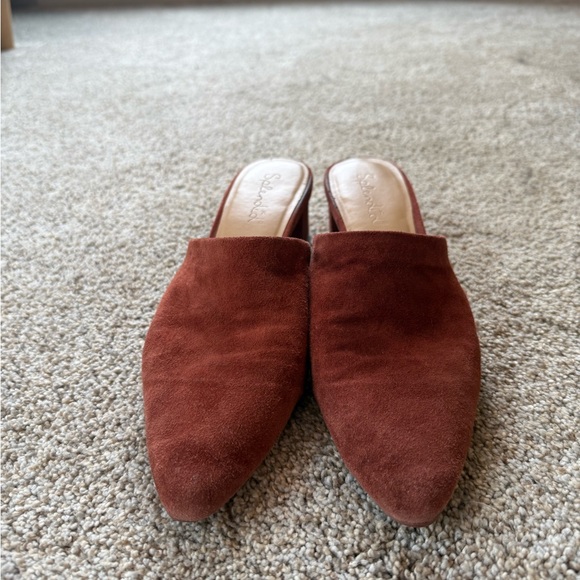 Splendid (Ever Eve) Brown Suede Block Heel Mules Size 9 - Picture 2 of 3